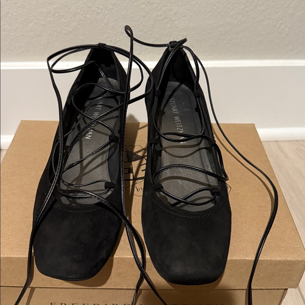 Stuart Weitzman Lace-up Suede Block Heels